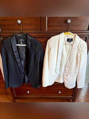 NWOT Set of 2 Women’s H&M Satin Lapel Blazers - Black & White Duo. Both Size 2.